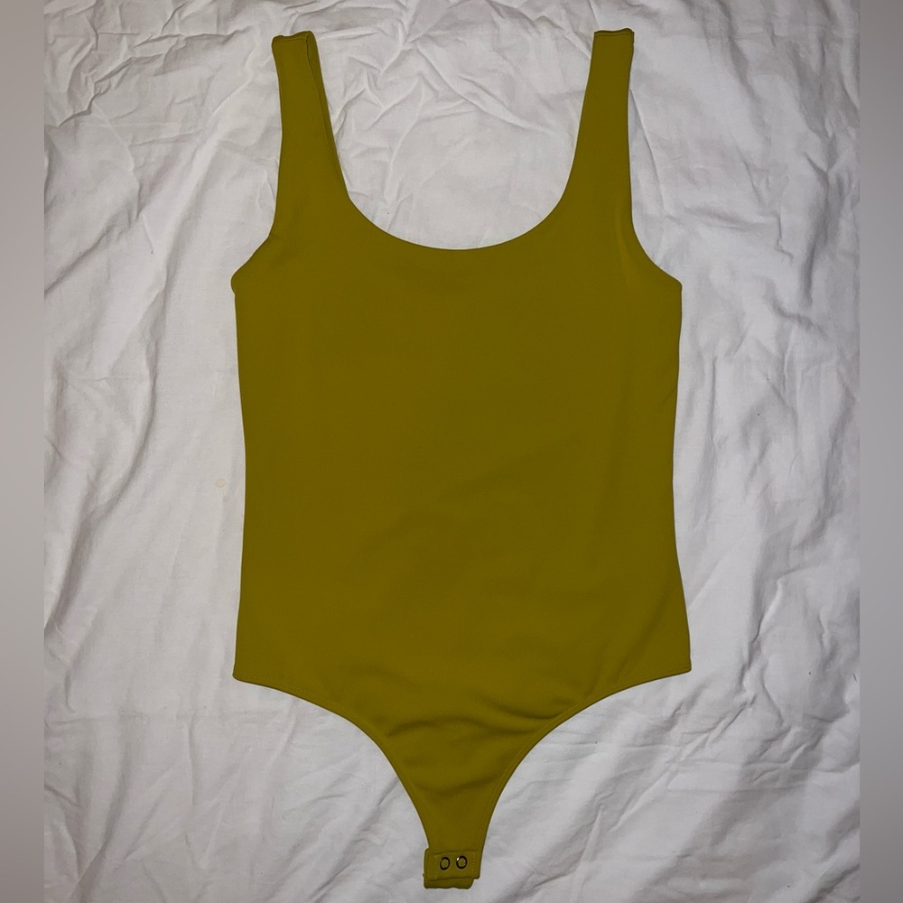 Express Chartreuse Scoop Neck Bodysuit